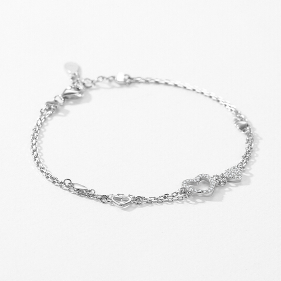 Sterling silver diamond heart bracelet - Picture 4 of 5
